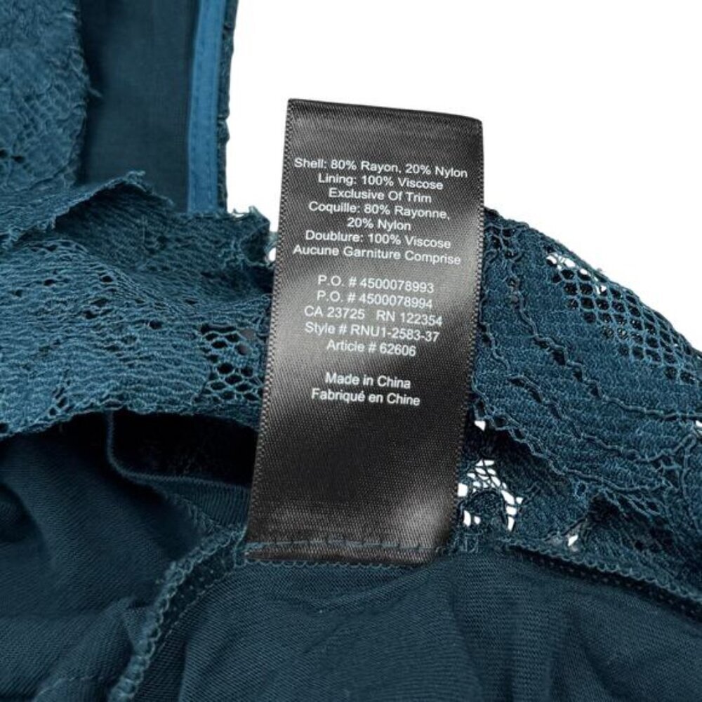 BABATON Aritzia Koen Lace Crop Top Sz 10 Dark Teal - Picture 4 of 5
